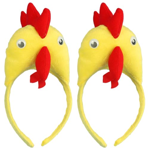 Nuelreva Hühnchen -Stirnband 2pcs süße lustige Hühnerhut kostenlose Größe Dekorative Rooster Hut Stirnbänder für Dress Up Party Bühne Stirnband von Nuelreva