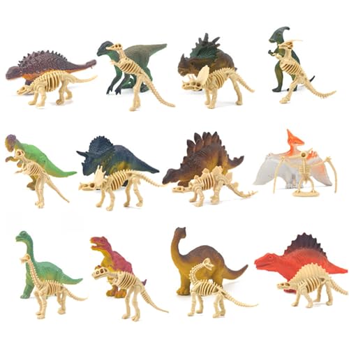 Nuelreva Mini -Dinosaurier -Figuren 24PCs/Set Dinosaurier Skelette für Kinder farbenfrohe realistische Figuren Knochen Fossilienspielzeug für Mädchen Jungen im Alter von 3 Realistisch von Nuelreva