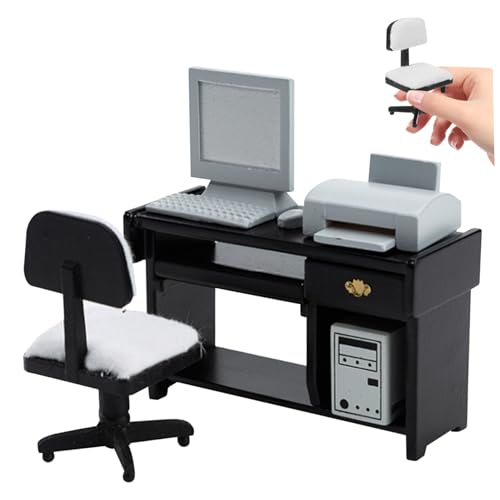 Nuelreva Miniaturschreibtisch 1/12 Holzpuppen Hausmöbel Simulation Dollhouse Office Table Stuhl mit Miniaturcomputer und Drucker für Puppenhauszubehör Puppenhausmöbel Nuelreva Miniaturschreibtisch 1/12 Holzpuppen Hausmöbel Simulation Dollhouse Office Table Stuhl mit Miniaturcomputer und Drucker für Puppenhauszubehör Puppenhausmöbel von Nuelreva