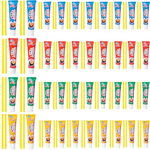 Nuelreva Plastikblasen mit Stroh 40 Sets Easy & Fun Blow Plastikblasen für Kinder tragbare Blasenspielzeug für Schule, Party, Innenräume, Außengeschenke, Geschenke für Kinder, zufällige Farbe von Nuelreva