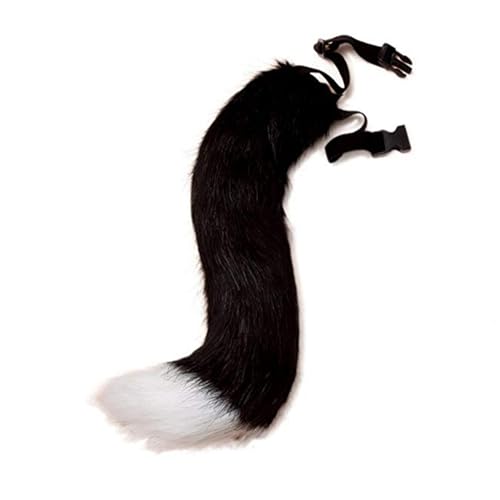 Nuelreva Therian Tail Bendable Fox Tail mit Metallskelett verstellbarer pelziger Mehrzweck Wolf für Cosplay Halloween Weihnachtsfeier Kostüm One Size (Black+White) Therian von Nuelreva