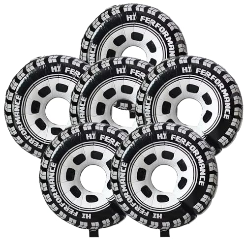 Radballons 6pcs 26, 8x29.5in runde Aluminiumfolie Dekorative Reifenballons Geburtstagsfeier Rennwagen -Party -Dekorationen, große Räder Rad von Nuelreva