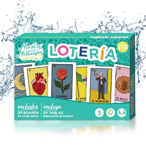 Nuestra Nostalgia Loteria Traditionelles Loteria-Spiel Mexikana, 20 wasserfeste Bretter und Kartendeck (Bretter 21-40) von Nuestra Nostalgia