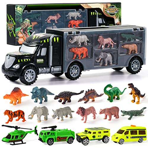 Nuheby Dinosaurier Spielzeug LKW Spielzeug ab 3 4 5 6 Jahre,Dino Spielzeug Autotransporter mit 6 Dinosaurier Figuren 6 Tiere Spielzeug Kinderspielzeug Geschenk3 4 5 6 Jahre Jungen Mädchen von Nuheby