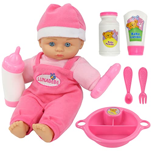 Nuheby Puppe Puppen Reborn Baby Junge Mädchen,Reborn Puppe Lebensecht mit Funktionen Soft Touch Inklusive mit 8 Puppen Zubehoer Rollenspiel Spielzeug ab 3 4 Jahren (22.8 cm) von Nuheby