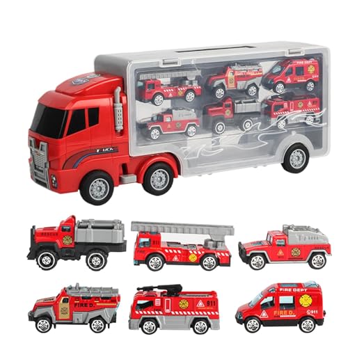 Fire Truck Toy Set, Fire Transporter Carrier Model With 6 Alloy Vehicles, Interactive Fire Truck Vehicle Toy Set, Creative Fire Truck Carrier Model Toy, Portable Fun Fire Truck Playset For Kids Fire Truck Toy Set, Fire Transporter Carrier Model With 6 Alloy Vehicles, Interactive Fire Truck Vehicle Toy Set, Creative Fire Truck Carrier Model Toy, Portable Fun Fire Truck Playset For Kids von Nuhjytgf