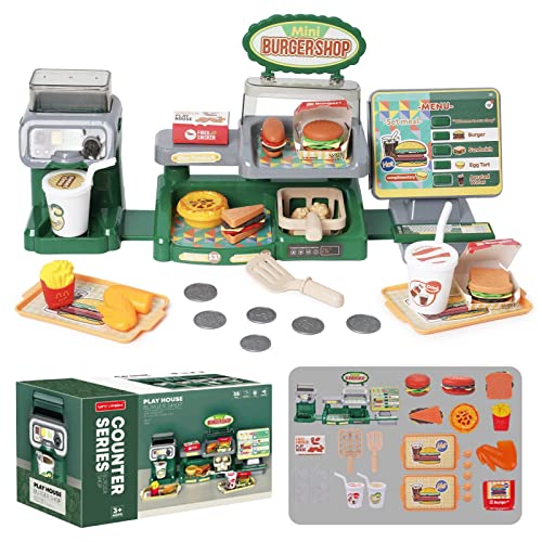 Kasse Kaufladen für Kinder - 35 Stück Registrierkasse Spielzeug mit Kaffeemaschine und Hamburger - Kaufladen Zubehör Rollenspiel für Mädchen Jungen ab 3 Jahre Kasse Kaufladen für Kinder - 35 Stück Registrierkasse Spielzeug mit Kaffeemaschine und Hamburger - Kaufladen Zubehör Rollenspiel für Mädchen Jungen ab 3 Jahre von Nukdey