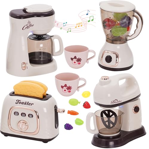Kinder Küchengeräte Set mit Kaffeemaschine Mixer Toaster Rührgerät, Kinderküche Spielküche Zubehör, Kinder Kaffeemaschine Spielzeug mit Geräusch und Licht, Rollenspiel Geschenk für Kinder ab 3 Jahren Kinder Küchengeräte Set mit Kaffeemaschine Mixer Toaster Rührgerät, Kinderküche Spielküche Zubehör, Kinder Kaffeemaschine Spielzeug mit Geräusch und Licht, Rollenspiel Geschenk für Kinder ab 3 Jahren von Nukdey