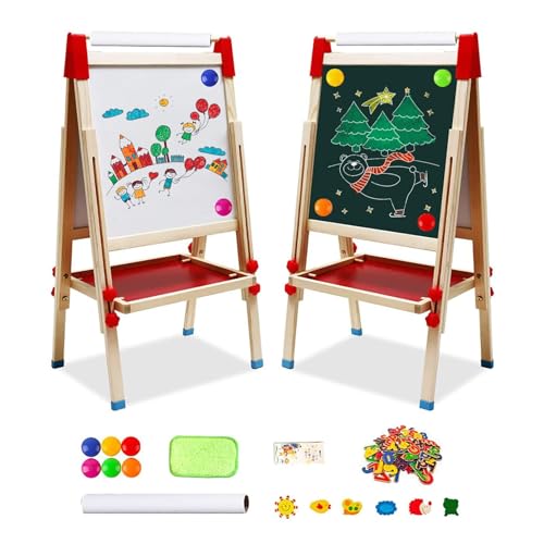 Kinder Staffelei 3 in 1 Kindertafel aus Holz mit Papierrolle Doppelseitige Whiteboard und Tafel Höhenverstellbar Standtafel 68-114cm Tafel Kinder mit Ablagefach Buchstaben Zahlen und Anderes Zubehör Kinder Staffelei 3 in 1 Kindertafel aus Holz mit Papierrolle Doppelseitige Whiteboard und Tafel Höhenverstellbar Standtafel 68-114cm Tafel Kinder mit Ablagefach Buchstaben Zahlen und Anderes Zubehör von Nukdey