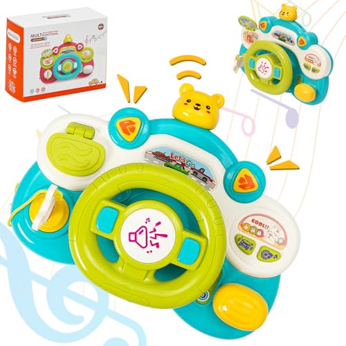 Lenkrad Kinder Spielzeug, Fahrsimulator für Kinder, Kinderlenkrad zum Spielen im Auto, Multifunktions-Auto Lenkrad mit Musik, Interaktives Musikspielzeug Geschenk für Jungen und Mädchen ab 3 Jahren von Nukdey