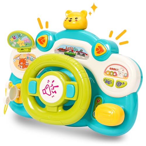 Lenkrad Kinder Spielzeug, Kinderlenkrad zum Spielen im Auto, Multifunktions-Auto Lenkrad mit Musik von Nukdey