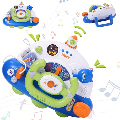 Lenkrad Kinder Spielzeug mit 12 Musik und Licht, Multifunktionales Kinderlenkrad zum Spielen im Auto, Tragbare Auto Simulierter Fahrsimulator, Musikspielzeug Geschenk für Jungen und Mädchen ab 3 Jahre von Nukdey