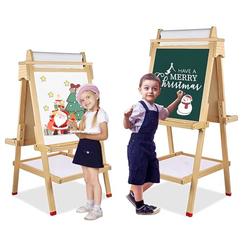 Kindertafel | Kindertafel Holzständer mit | Zahlen | Kreiden und Buntstiften Tafelspielzeug Tolles Geschenk für Kinder ab 3 Jahren von Nukdey