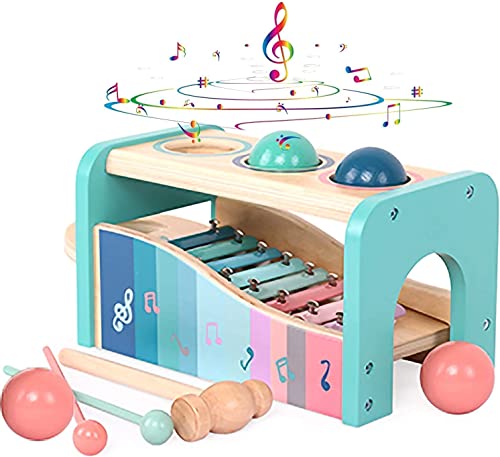 Nukdey Xylophon und Hammerspiel mit ausziehbarem Xylophon|Pound A Ball Toy| Xylophon hammerspiel für Kinder ab 1 2 3+ Jahre von Nukdey