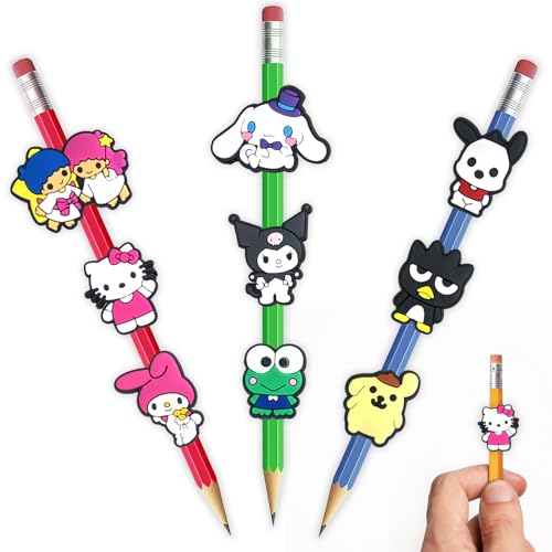 9 x Cartoon-Bleistiftaufsätze, niedliche Bleistift-Clip-Dekoration für Schule, Klassenzimmer, Preisgeschenk (Tier) von Nukuopa