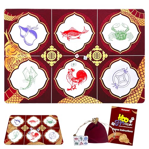 Numyawl BAU Cua Ca Cop Game - Luxuriöse goldene Schlangenmatte & Würfelspiele für Erwachsene Kinder, chinesisches Neujahr, Fischgarnelen, Krabben-Würfelspiele, Mond-Neujahrsspiel für Frühlingsfest von Numyawl