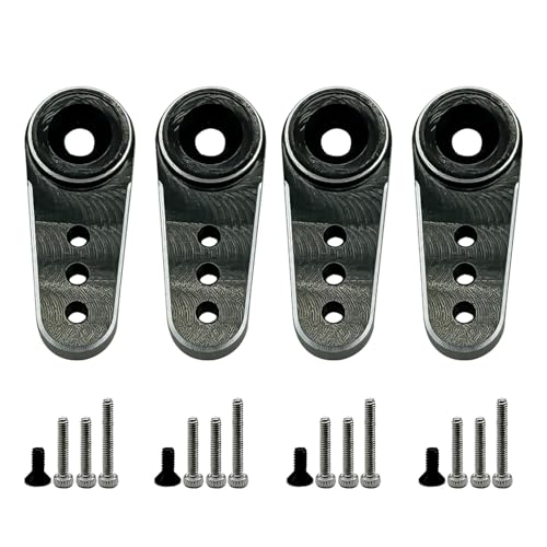 4 Stück Aluminium 15T Servo Horn Arme RC Mini Servo Horn Spielzeug Auto Zubehör Kompatibel mit Emax ES08MA Servo Fit für Axial SCX24 1/24 RC Crawler (Schwarz) von Nuofany