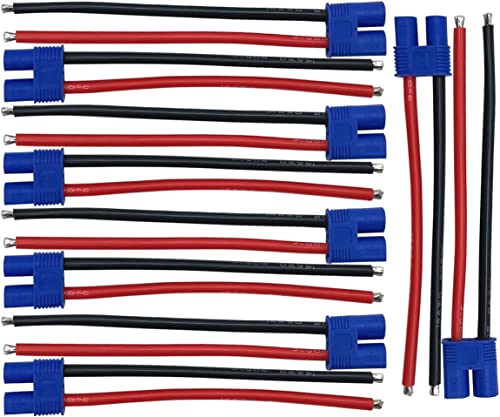 Nuofany 5 Paar EC3-Steckverbinder, weiblich und männlich, mit 14 AWG, 10 cm Silikondraht für RC-Lipo-Batteriekabel-Drohne Nuofany 5 Paar EC3-Steckverbinder, weiblich und männlich, mit 14 AWG, 10 cm Silikondraht für RC-Lipo-Batteriekabel-Drohne von Nuofany