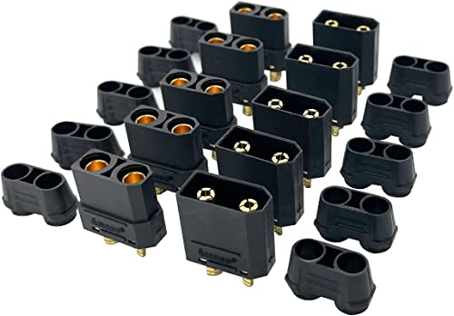 Nuofany 5Paar Schwarze Amass XT90 XT-90 männlich weiblich Bullet Stecker Power Stecker mit Schrumpfschlauch für RC Lipo Akku Motor von Nuofany