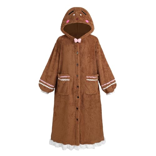 Nuoqi Lebkuchenmann-Kostüm für Erwachsene, tragbare Decke, Kapuzenpullover, Damen, Weihnachten, Keks-Outfits, Braun, Größe S Nuoqi Lebkuchenmann-Kostüm für Erwachsene, tragbare Decke, Kapuzenpullover, Damen, Weihnachten, Keks-Outfits, Braun, Größe S von Nuoqi