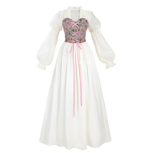 Nuoqi Pinkes viktorianisches Kleid für Damen, Renaissance-Kostüm, 1800er-Jahre, edwardianisches Vintage-Feenkleid, Größe S von Nuoqi