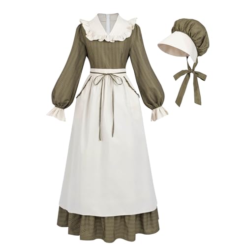 Nuoqi Prairie Kleid für Damen, Erwachsene, Kolonial-Kostüm, langes viktorianisches Pionierkleid mit Motorhaube, Blau, Größe XL Nuoqi Prairie Kleid für Damen, Erwachsene, Kolonial-Kostüm, langes viktorianisches Pionierkleid mit Motorhaube, Blau, Größe XL von Nuoqi