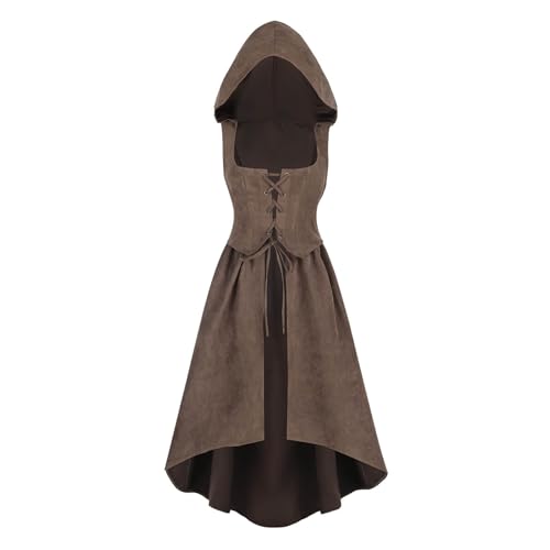 Nuoqi Renaissance-Kostüm für Damen, Piraten-Bauern-Korsett, Korsett-Kleid mit Taschen, Braun, XX-Large Nuoqi Renaissance-Kostüm für Damen, Piraten-Bauern-Korsett, Korsett-Kleid mit Taschen, Braun, XX-Large von Nuoqi