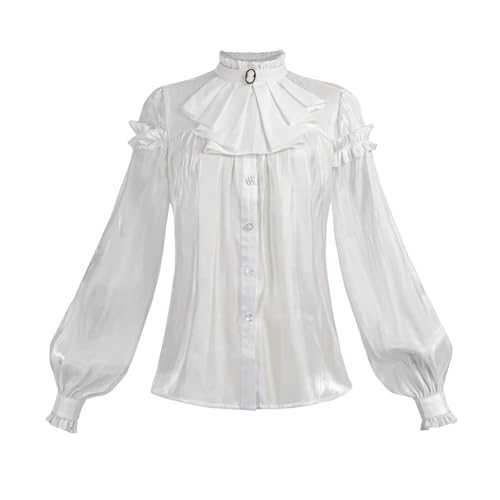 Nuoqi Viktorianische Bluse für Damen, Rüschen, viktorianische Bluse, Renaissance-Hemd, Weiß, Weiss/opulenter Garten, Large Nuoqi Viktorianische Bluse für Damen, Rüschen, viktorianische Bluse, Renaissance-Hemd, Weiß, Weiss/opulenter Garten, Large von Nuoqi