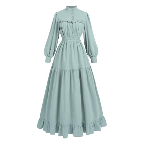 Nuoqi Viktorianisches Kleid für Damen, langärmelig, edwardianisches Kleid, Renaissance-Kostüm, Mintgrün, XX-Large Nuoqi Viktorianisches Kleid für Damen, langärmelig, edwardianisches Kleid, Renaissance-Kostüm, Mintgrün, XX-Large von Nuoqi