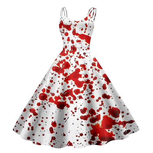 Halloween Kostüm Horror Gruselig Zombie,Halloween Kleidung Kleid Mit Blutigem Damen Gruselig Blutige Zombie Horror Braut KostüM KostüM Blutige Braut Kleid Blut Costume Kleider Watermelon Red S von Nuqqichongtian