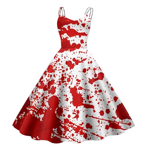 Nuqqichongtian Halloween Kostüm Horror Gruselig Zombie,Halloween Kleidung Kleid Mit Blutigem Damen Gruselig Blutige Zombie Horror Braut KostüM KostüM Blutige Braut Kleid Blut Costume Kleider Red L von Nuqqichongtian