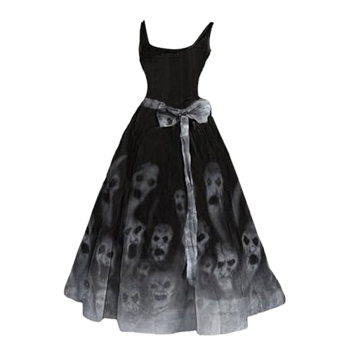 Nuqqichongtian Halloween Kostüm Mit Blutigem Aufdruck,Halloween Kleidung Kleid Mit Blutigem Damen Gruselig Blutige Zombie Horror Braut KostüM KostüM Blutige Braut Kleid Blut Costume Kleider Black XXL von Nuqqichongtian