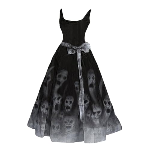 Nuqqichongtian Halloween Kostüm Mit Blutigem Aufdruck,Halloween Kleidung Kleid Mit Blutigem Damen Gruselig Blutige Zombie Horror Braut KostüM KostüM Blutige Braut Kleid Blut Costume Kleider Black XL von Nuqqichongtian