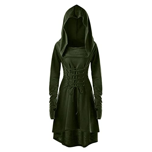 Nuqqichongtian Hexenkostüm Damen Hoodie Kleid,Gothic Kleid Damen Mädchen Mittelalter Kleidung Renaissance Langarm Retro Mit Kapuze mit Halloween Karneval und Rollenspiel Kostüme Armeegrün M Nuqqichongtian Hexenkostüm Damen Hoodie Kleid,Gothic Kleid Damen Mädchen Mittelalter Kleidung Renaissance Langarm Retro Mit Kapuze mit Halloween Karneval und Rollenspiel Kostüme Armeegrün M von Nuqqichongtian