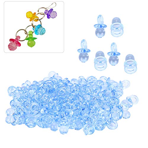 Nurnesy 200pcs Mini -Schnuller -Babynippel Kleine Acryl -Schnuller für Babyparty Dekorationstisch Accessoires Party Geschenke mit Hohem Glänzend Transparentem Design, DIY Baby (Blau) von Nurnesy