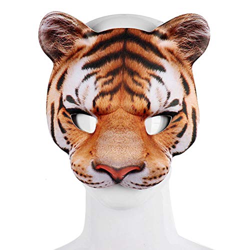 Nurnesy Halloween-Tiger-Maske, halbe Gesichtsmaske, Cosplay, Maskerade, Party, realistischer Look, Halloween-Tiermaske für Cosplay, Party, Festival (Gold) von Nurnesy