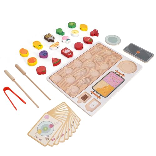 Nurnesy Holzfruchtspielzeug, Simulation und Sicherer Obstperlenspieß für, das Spielzeugset für, Erkennen Verschiedene Früchte mit Einem Reichhaltigen Sensorischen Erlebnis, Kreative von Nurnesy