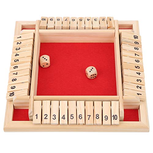 Nurnesy Shut The Box Game, Klassisches Holzbrettspiel 4 Spieler und Erwachsene, Pädagogisches Mathe-Lernspielzeug, Tischwürfelspiel die Party, Familie oder Bar mit 2 Würfeln von Nurnesy