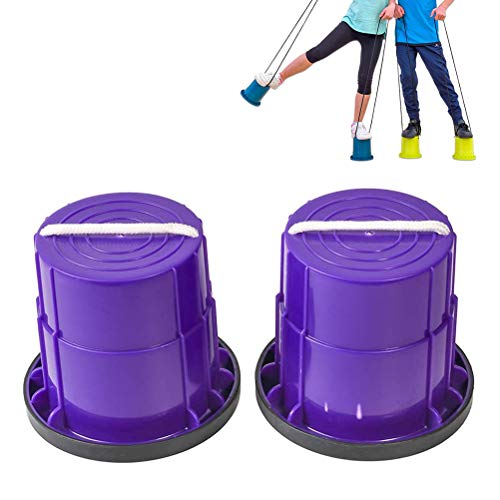Nurnesy Walking Cups Toy Stelzen Bucket Stelzen für Balance Training Im Freien Spiele mit 2pcs Leichten Plastikstelzen für ab 3 Jahren, Balance Training Stelzen (Lila) von Nurnesy