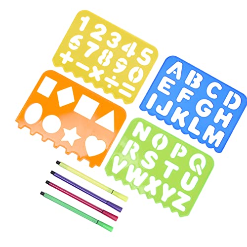 Nurnesy Zeichenvorlage für, Zahlen- und Buchstabenform-Zeichenwerkzeugset, Weißes Papier mit 4 Linealen, 4-Farben-Stift für den Heim- und Schulgebrauch ab 6 Jahren, Inklusive Schablone, Nurnesy Zeichenvorlage für, Zahlen- und Buchstabenform-Zeichenwerkzeugset, Weißes Papier mit 4 Linealen, 4-Farben-Stift für den Heim- und Schulgebrauch ab 6 Jahren, Inklusive Schablone, von Nurnesy