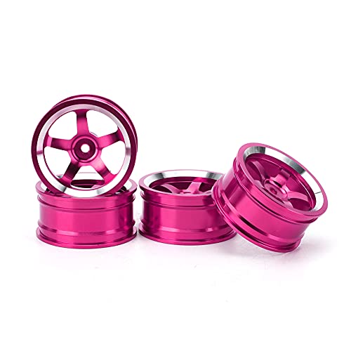 NutriEss Aluminium Alloy Wheel Hub Accessoire RC Teile HSP 94123 Touring Drift Car Pink 4pcs Verbessertes Design für Rennleistung (Rosa) von NutriEss