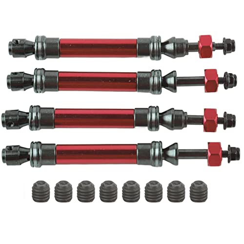 NutriEss CVD -Antriebswelle Metallgetriebe Achse Schrägstrich 4x4 1/10 RC -Auto Red vorderen Heck 4pcs Verbesserte Leistung (Rot) von NutriEss
