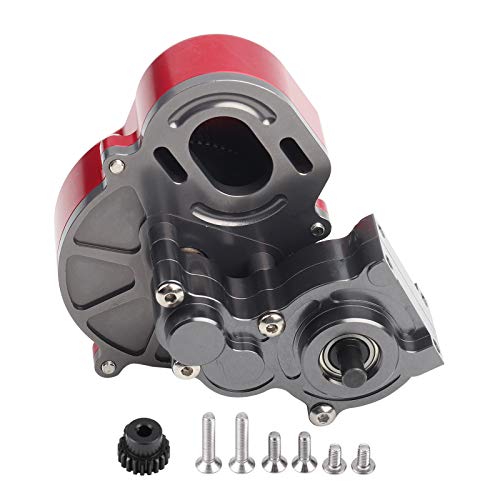 NutriEss Center Gearbox RC Center Gearbox RC Gearbox RC Center Transmission Box Upgrade Accessory with Motor Mount for AX10 SCX10 1/10 Scale RC Crawler Car Titanium Gray Red Metal von NutriEss