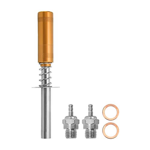 NutriEss Glow Plug Igniter RC Starter Kit Compact Leichter Motorzünder für RC Oil betriebene Autoschiff Methanol Motor Aluminiumlegierung Material mit N3 Glow Stecker und Unterlegscheiben (Gold) von NutriEss