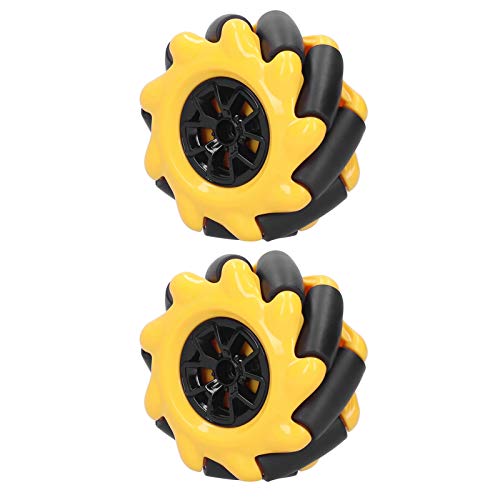 NutriEss Mecanum Wheel Omnidirectional Smart Roboter Car Teile Accessoires DIY Toy Components 60mm gelber schwarzer Bauchgummi für intelligente Autoenthusiasten (1 Pair) von NutriEss