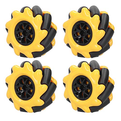 NutriEss Mecanum Wheel Omnidirectional Smart Roboter Car Teile Accessoires DIY Toy Components 60mm gelber schwarzer Bauchgummi für intelligente Autoenthusiasten (Two Pairs) von NutriEss
