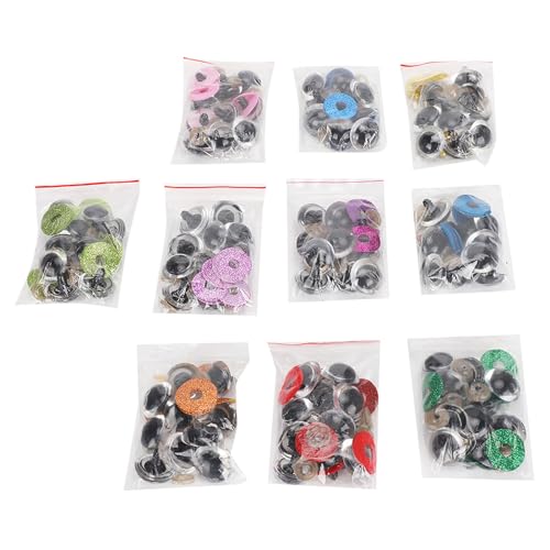 NutriEss Sicherheitsaugen mit farbigen Glitzer Unterlegscheiben Zubehör für Puppen Stofftiere DIY Handwerk hochwertiges Plastikmaterial 16mm 18mm 20mm 24mm 100 Stück (20 mm) von NutriEss