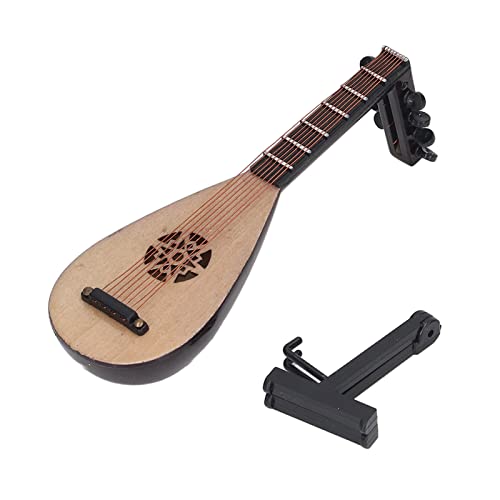 Nutriess Lute Pipa Chinesische Gitarrenschnur -Instrumente Dekor Miniatur Musikinstrumente Dollhouse Accessoires Simulationsmodell Ornamente Display Display von NutriEss
