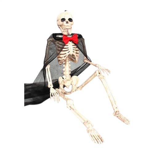 Halloween Skelett Prop - Bewegliche Skelettfigur mit beweglichen Gelenken, gruselige Feiertagsanzeige | Party Spukhaus Dekoration, Indoor Outdoor Statue für Hof Saisonal Feier Zubehör von Nuyhadds