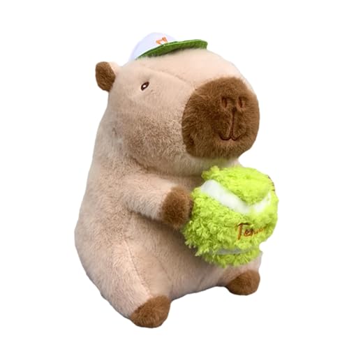 Nuyhadds Capybara Stofftier,Gefülltes Capybara Plüschtier,Süße Plüsch-Tennis-Capybara-Puppe | 25 cm großes Capybara-Plüschtier mit Tennisball, Stofftier für Kinder von Nuyhadds